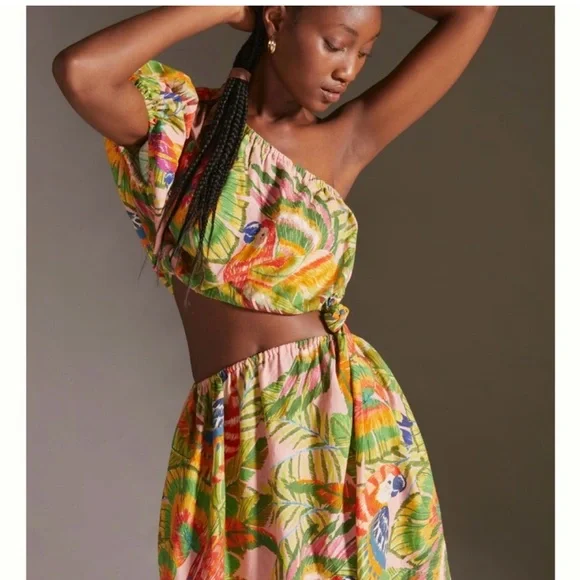 farm rio blue macaw mini dress Orange Fresh Macaws Midi Dress – FARM Rio